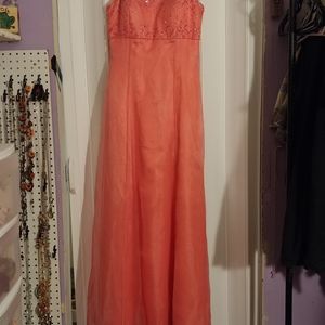 Coral beaded formal dress